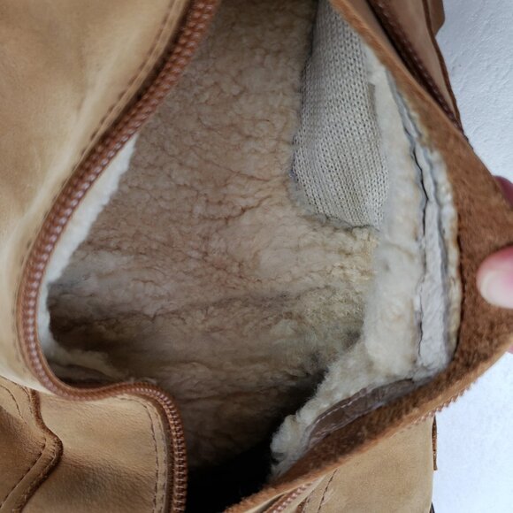 Ugg Skylair Knit Wedge Tall Boot Womens 9 Brown Leather Lace Up Side Zip Lined - Picture 15 of 16